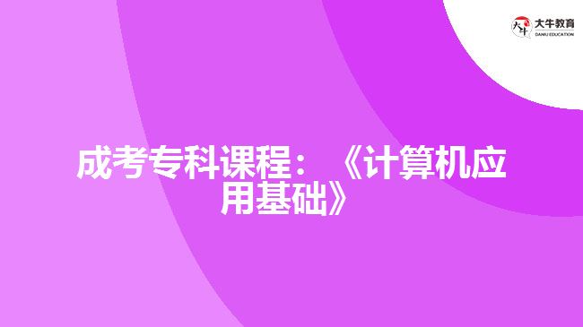 成考?？普n程：《計算機應用基礎(chǔ)》