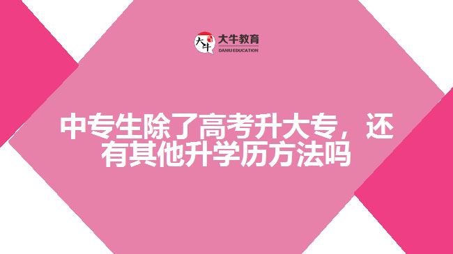 中專生除了高考升大專外，還有其他升學(xué)歷的方法嗎