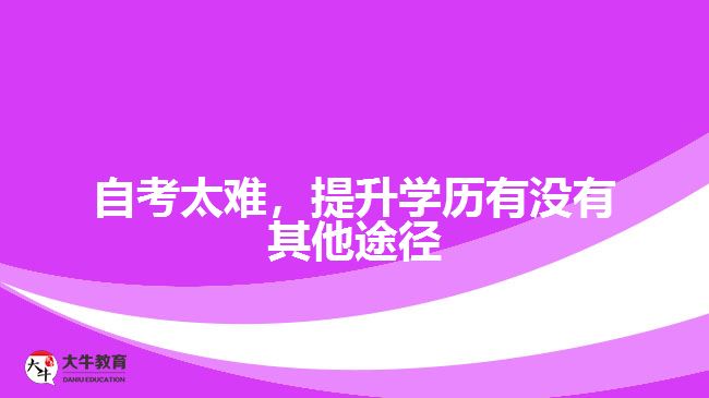自考太難，提升學(xué)歷有沒有其他途徑