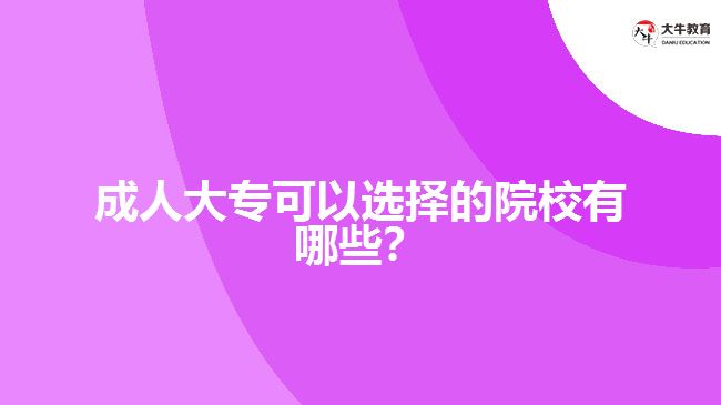 成人大專可以選擇的院校有哪些？