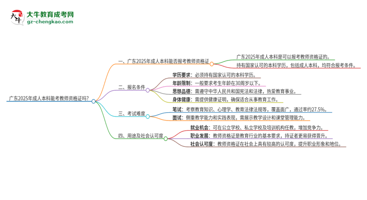 廣東2025年成人本科能考教資證嗎？思維導(dǎo)圖