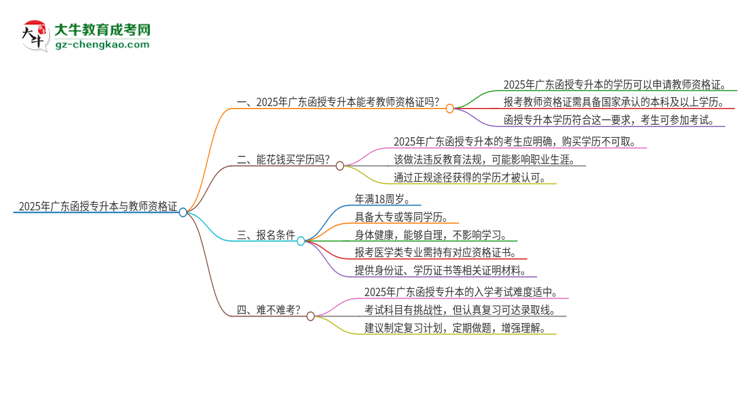 2025年廣東函授專升本學(xué)歷能考教師資格證嗎？思維導(dǎo)圖