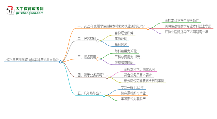 2025年惠州學(xué)院函授本科學(xué)歷能考執(zhí)業(yè)醫(yī)師證嗎？思維導(dǎo)圖