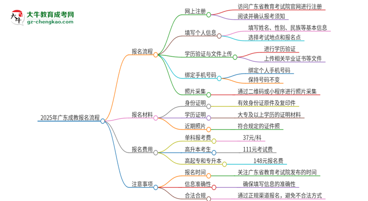 2025年廣東成教怎么報(bào)名？報(bào)名流程是？思維導(dǎo)圖