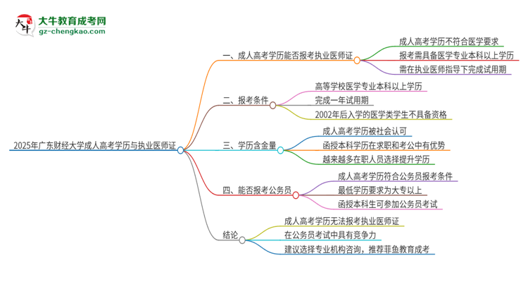 2025年廣東財(cái)經(jīng)大學(xué)的成人高考學(xué)歷能報(bào)考執(zhí)業(yè)醫(yī)師證嗎？思維導(dǎo)圖