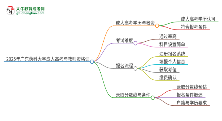 2025年廣東藥科大學成人高考能考教資嗎？思維導圖