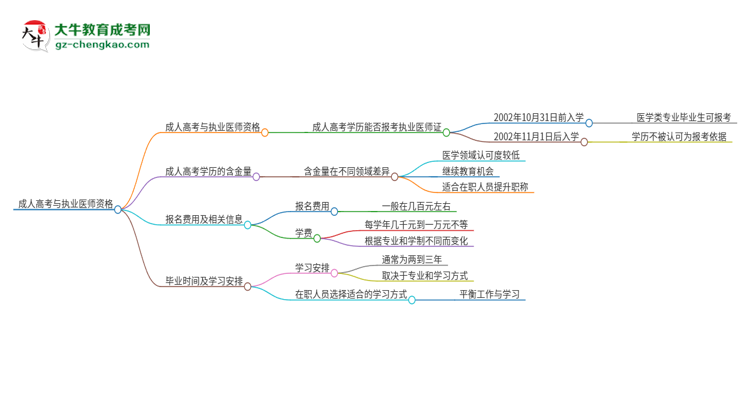 2025年五邑大學(xué)的成人高考學(xué)歷能報(bào)考執(zhí)業(yè)醫(yī)師證嗎？思維導(dǎo)圖