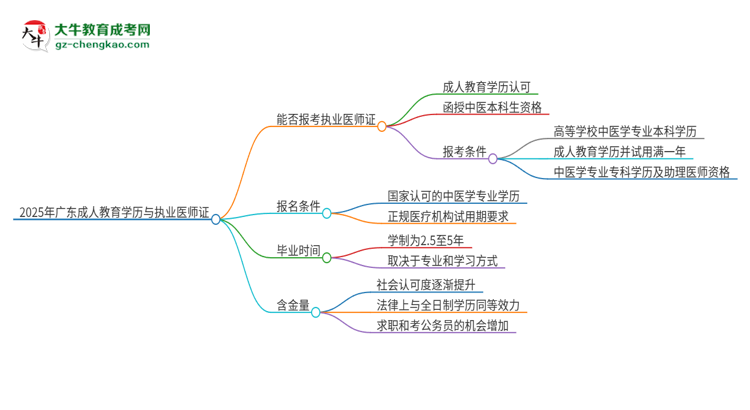2025年廣東石油化工學(xué)院的成人高考學(xué)歷能報(bào)考執(zhí)業(yè)醫(yī)師證嗎？思維導(dǎo)圖