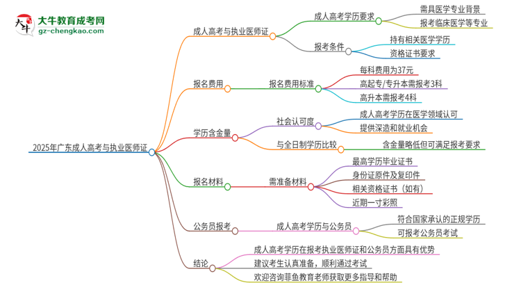 2025年廣東第二師范學(xué)院的成人高考學(xué)歷能報考執(zhí)業(yè)醫(yī)師證嗎？思維導(dǎo)圖