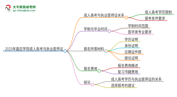 2025年嘉應(yīng)學(xué)院的成人高考學(xué)歷能報(bào)考執(zhí)業(yè)醫(yī)師證嗎？思維導(dǎo)圖