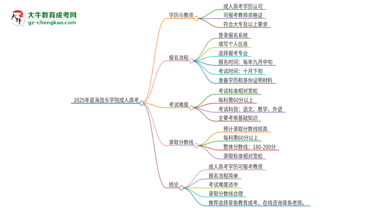 2025年星海音樂(lè)學(xué)院成人高考能考教資嗎？思維導(dǎo)圖