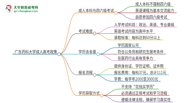 廣東藥科大學(xué)2025年成人本科學(xué)生能參加四六級考試嗎？思維導(dǎo)圖