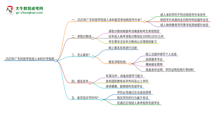 參加2025年廣東科技學(xué)院成人本科考試后還能報(bào)統(tǒng)招專(zhuān)升本嗎？思維導(dǎo)圖