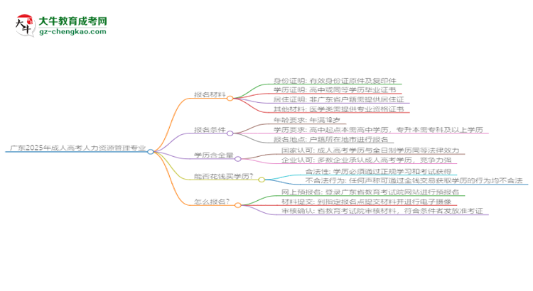 廣東2025年成人高考人力資源管理專業(yè)學歷能考公嗎？思維導圖