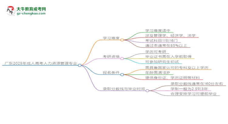 廣東2025年成人高考人力資源管理專業(yè)能考研究生嗎？思維導圖