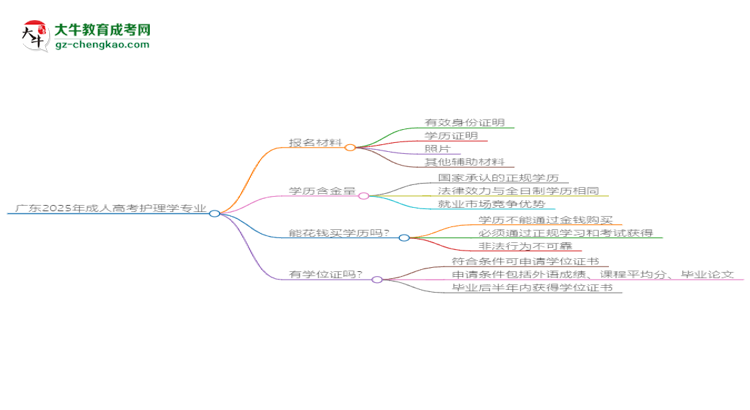 廣東2025年成人高考護(hù)理學(xué)專業(yè)學(xué)歷能考公嗎？思維導(dǎo)圖