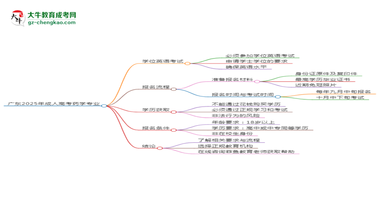 廣東2025年成人高考藥學(xué)專業(yè)生可不可以考四六級？思維導(dǎo)圖