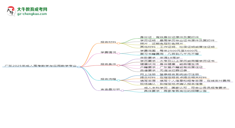 廣東2025年成人高考數(shù)學(xué)與應(yīng)用數(shù)學(xué)專業(yè)學(xué)歷能考公嗎？思維導(dǎo)圖