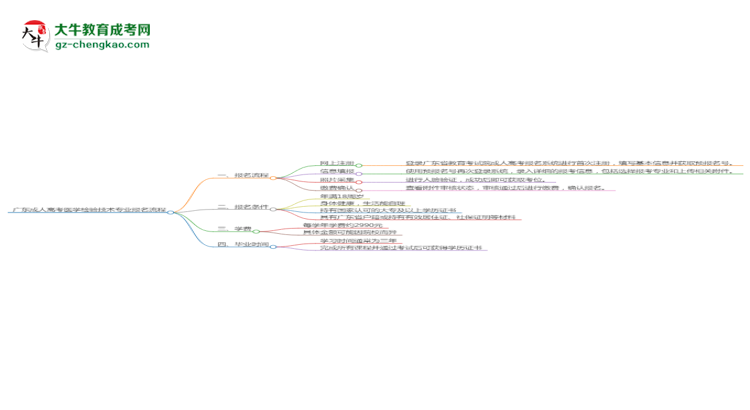 廣東成人高考醫(yī)學(xué)檢驗(yàn)技術(shù)專(zhuān)業(yè)2025年報(bào)名流程思維導(dǎo)圖