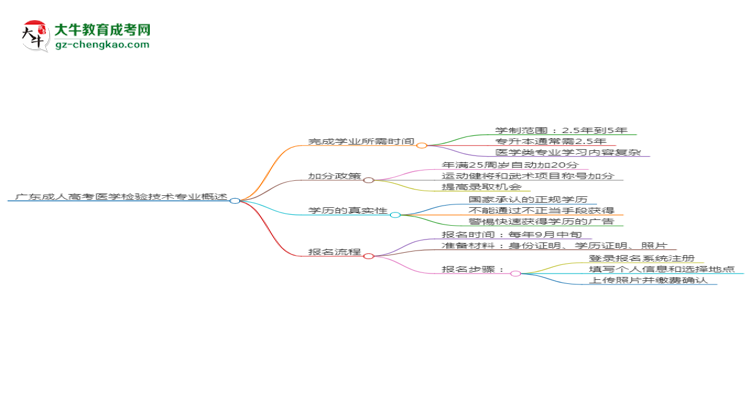 廣東成人高考醫(yī)學(xué)檢驗(yàn)技術(shù)專業(yè)需多久完成并拿證？（2025年新）思維導(dǎo)圖