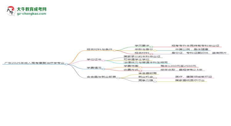 廣東2025年成人高考康復(fù)治療學(xué)專(zhuān)業(yè)學(xué)歷能考公嗎？思維導(dǎo)圖