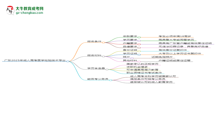 廣東2025年成人高考醫(yī)學檢驗技術專業(yè)學歷能考公嗎？思維導圖