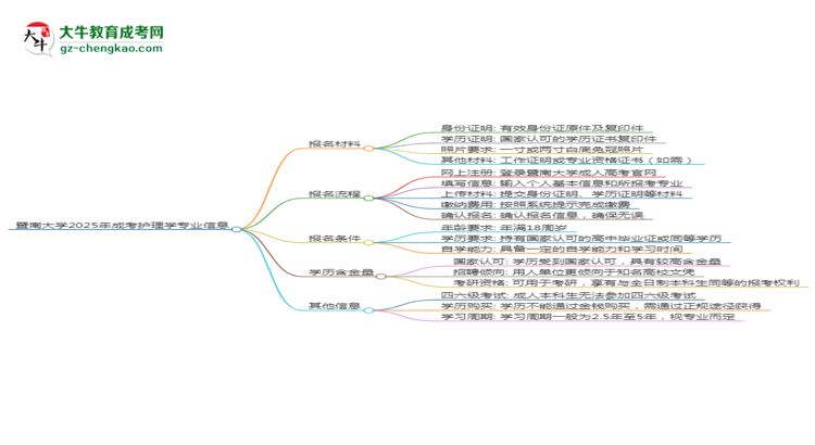 暨南大學(xué)2025年成考護(hù)理學(xué)專業(yè)生可不可以考四六級？思維導(dǎo)圖