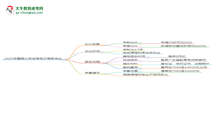 2025年暨南大學成考電子商務專業(yè)最新加分政策及條件思維導圖