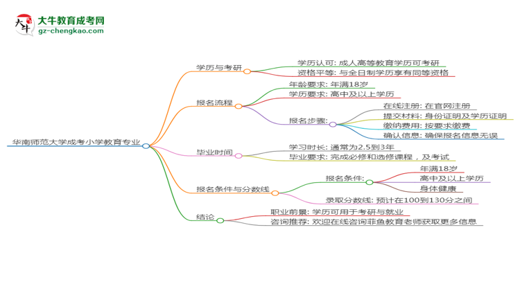 華南師范大學(xué)2025年成考小學(xué)教育專業(yè)能考研究生嗎？思維導(dǎo)圖