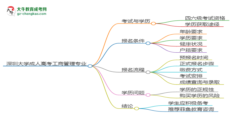 深圳大學(xué)2025年成考工商管理專業(yè)生可不可以考四六級？思維導(dǎo)圖