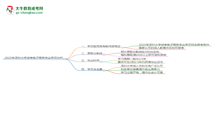 2025年深圳大學(xué)成考電子商務(wù)專業(yè)學(xué)歷能報(bào)考教資嗎？思維導(dǎo)圖