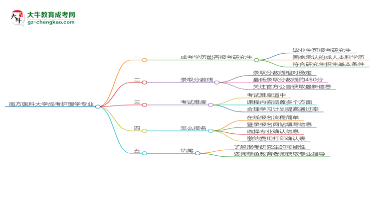 南方醫(yī)科大學2025年成考護理學專業(yè)能考研究生嗎？思維導圖