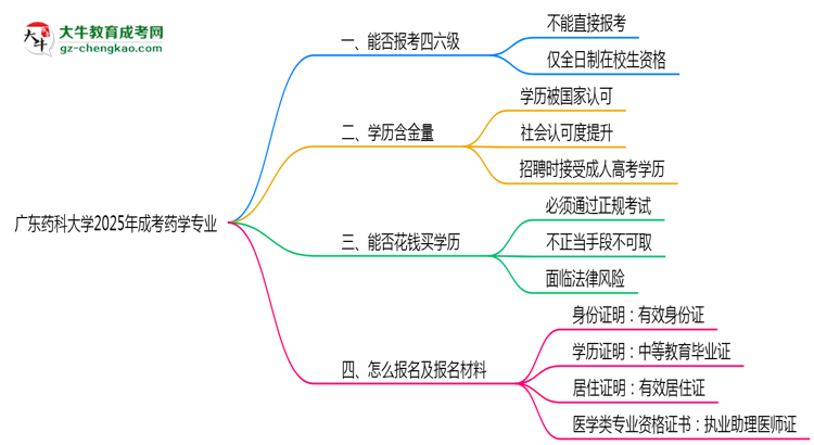 廣東藥科大學(xué)2025年成考藥學(xué)專業(yè)生可不可以考四六級(jí)？思維導(dǎo)圖