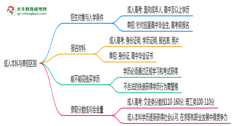 成人本科與單招區(qū)別在哪？2025年深圳考生必看對(duì)比指南思維導(dǎo)圖