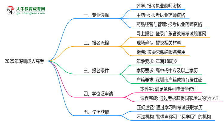 2025年深圳成人高考哪些專業(yè)可考執(zhí)業(yè)藥師資格？思維導(dǎo)圖