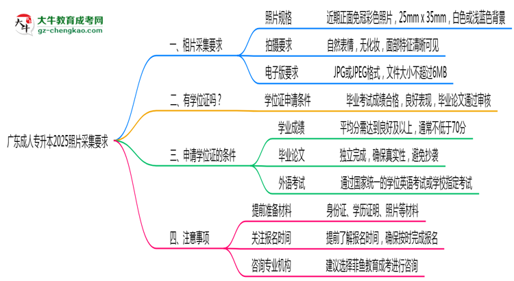 廣東成人專升本2025照片采集要求官方標準思維導(dǎo)圖