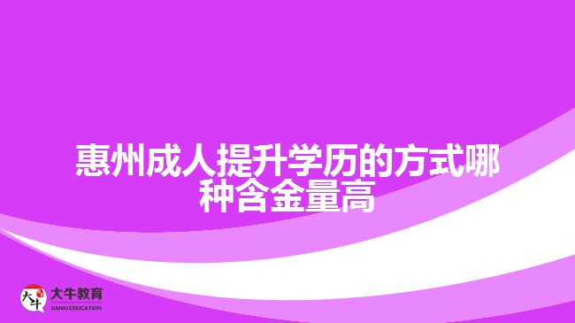 惠州成人提升學歷的方式哪種含金量高