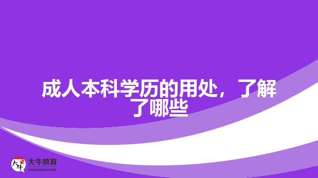成人本科學(xué)歷的用處，了解了哪些