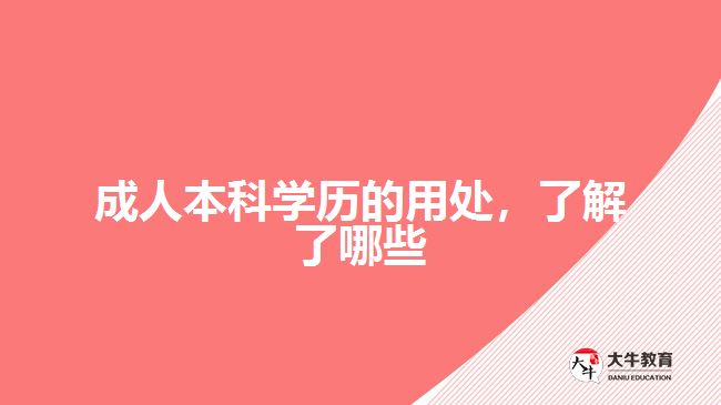 成人本科學(xué)歷的用處，了解了哪些