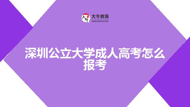深圳公立大學成人高考怎么報考
