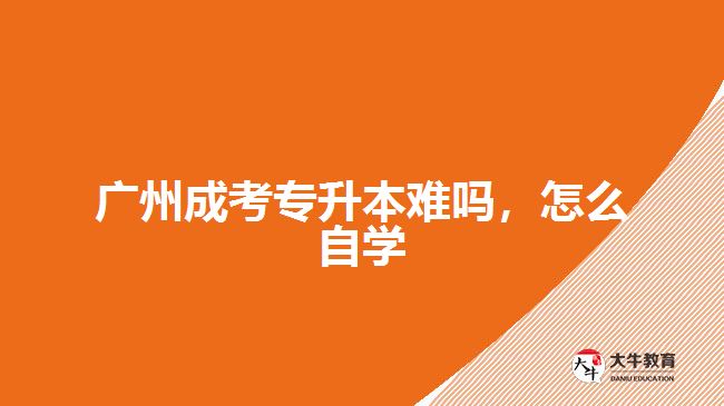 廣州成考專升本難嗎，怎么自學(xué)