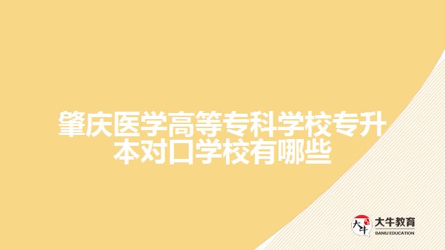 肇慶醫(yī)學(xué)高等?？茖W(xué)校專升本對口學(xué)校有哪些