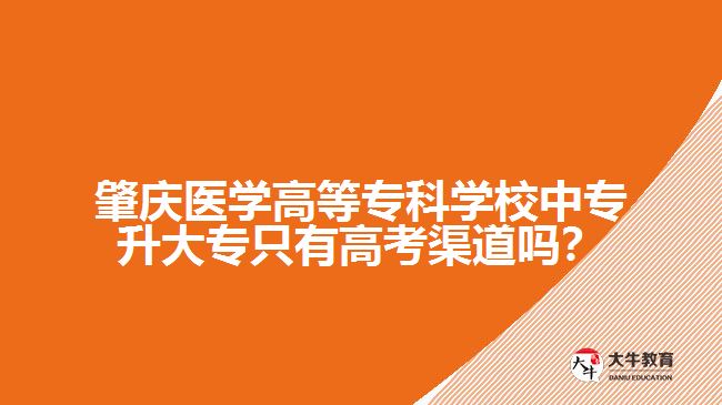肇慶醫(yī)學(xué)高等專(zhuān)科學(xué)校中專(zhuān)升大專(zhuān)只有高考渠道嗎？
