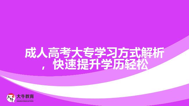 成人高考大專學(xué)習(xí)方式解析，快速提升學(xué)歷輕松