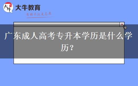 廣東成人高考專升本學(xué)歷是什么學(xué)歷？