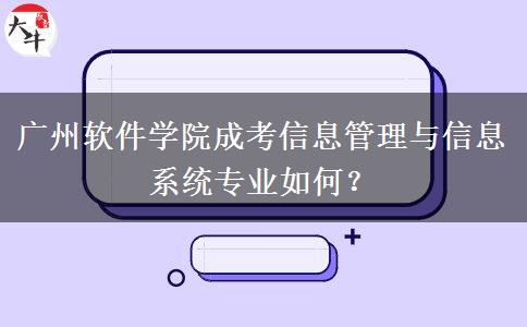 廣州軟件學(xué)院成考信息管理與信息系統(tǒng)專業(yè)如何？