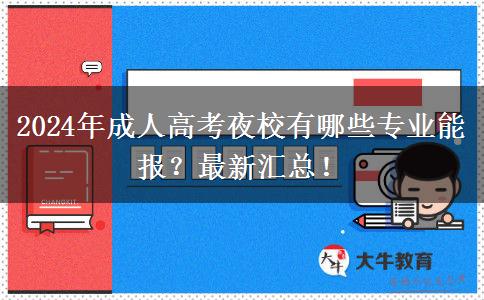 2024年成人高考夜校有哪些專業(yè)能報？最新匯總！