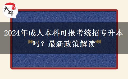 2024年成人本科可報(bào)考統(tǒng)招專升本嗎？最新政策解讀