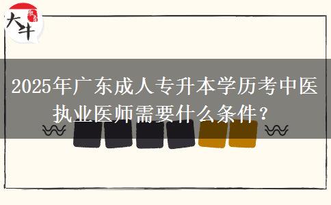 2025年廣東成人專升本學(xué)歷考中醫(yī)執(zhí)業(yè)醫(yī)師需要什么條件？