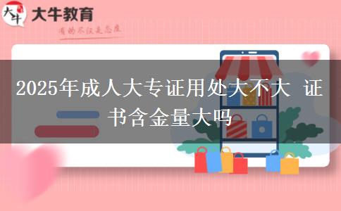 2025年成人大專(zhuān)證用處大不大 證書(shū)含金量大嗎